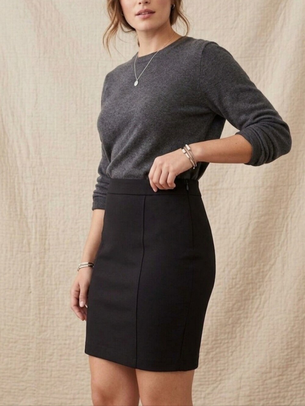 GUESS Womens Black Pencil Mini Office Siren Skirt Back Zipper Sz L Y2K